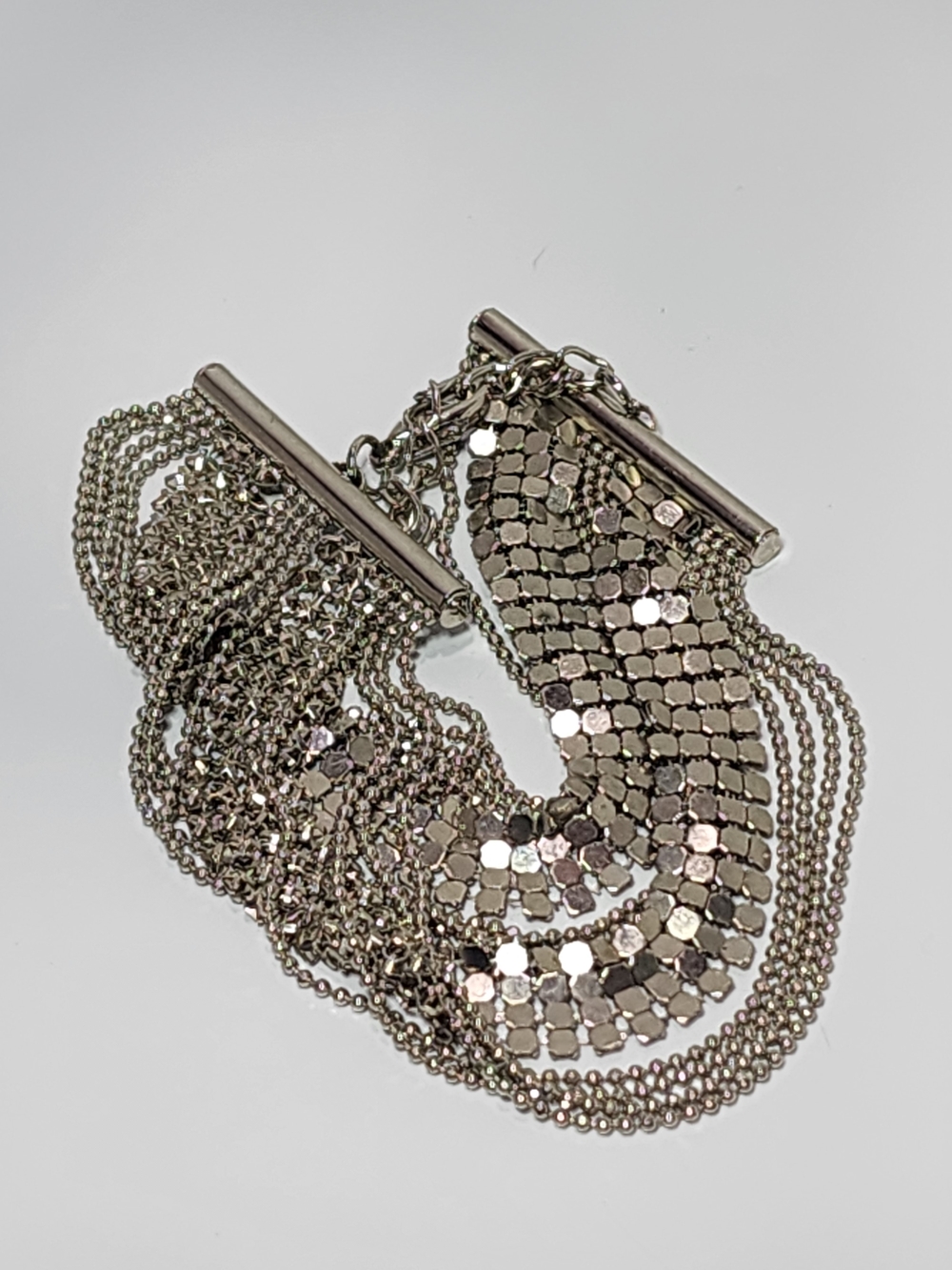 Vintage Silver tone Multi Strand MCM Art Deco Bracelet